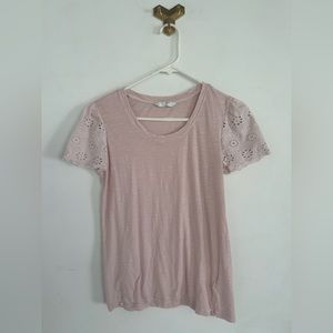 Lucky Brand light pink blush eyelid sleeve T-shirt Size Small